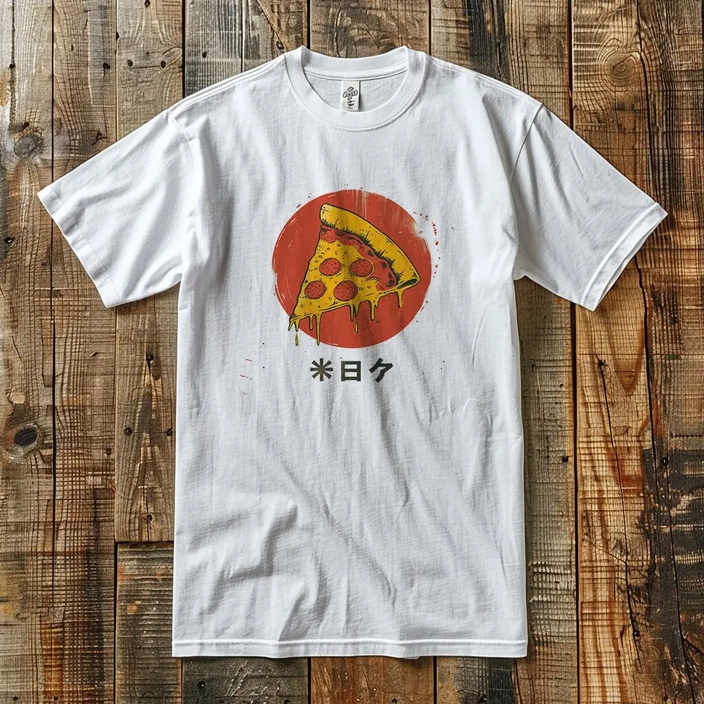 Pizza Japanese Style T Shirt Streetstyle Japan Streetwear Soft Grunge Clothes Softstyle