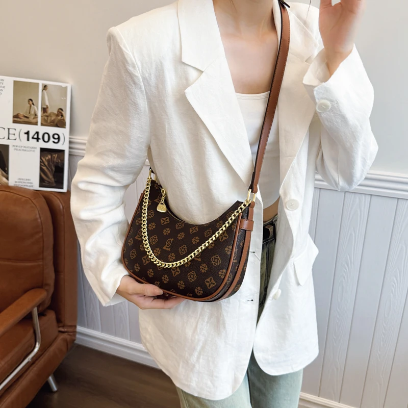 

Popular Classic Elegant Shoulder Bag for Ladies, Genuine Leather Handbag Design By Luxury Brand Women Famous Designer