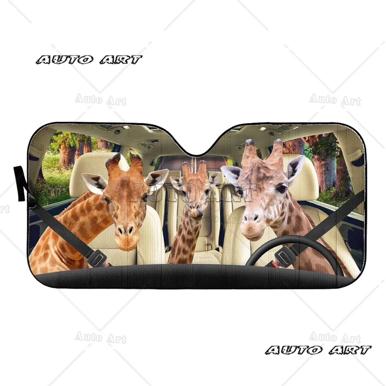 Giraffe Driver Auto Windshield Sunshade Funny Deer Car Visor Decor Front Window Sun Shield Reflector Shades Anti-UV Shade