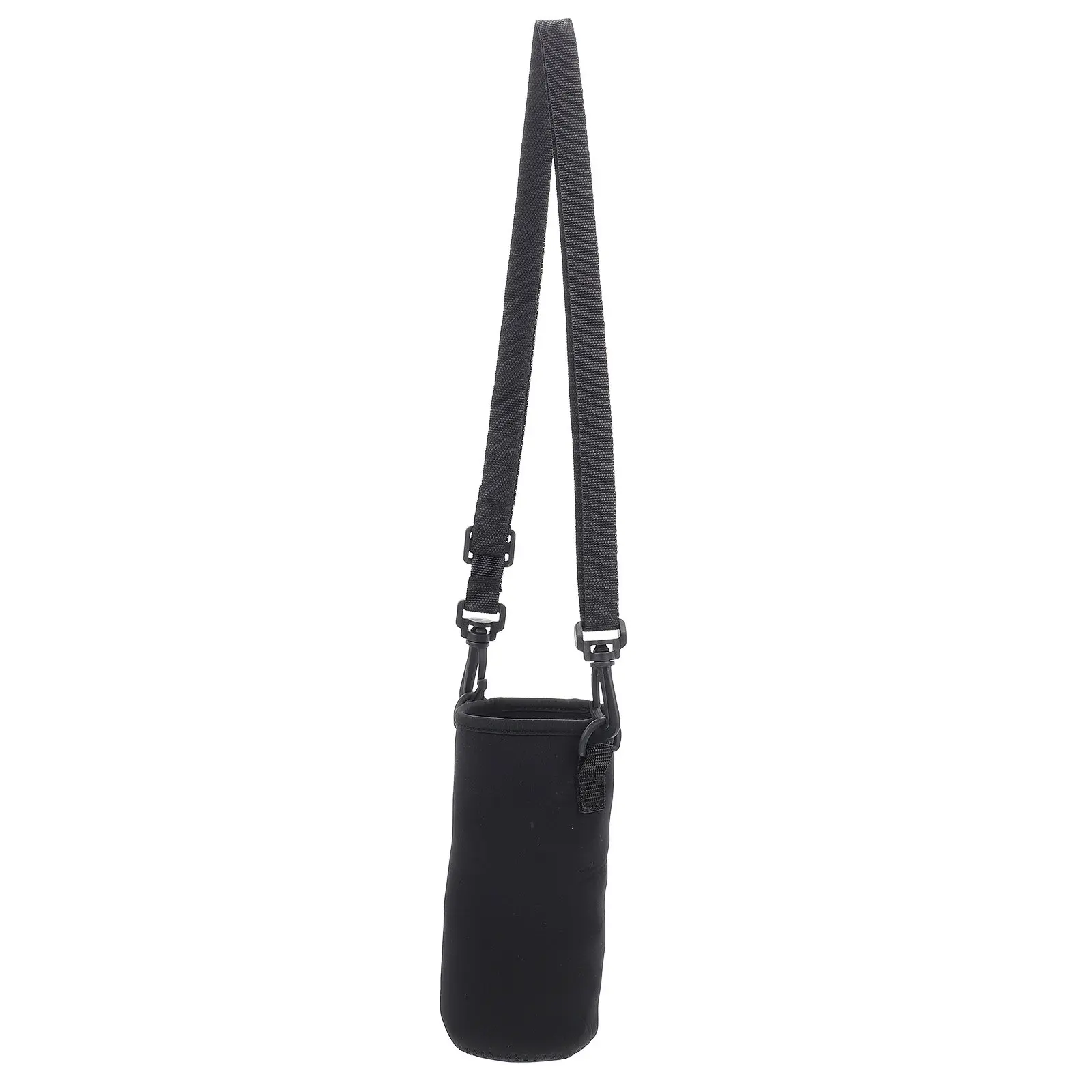 Neoprene Black Water Bottle Carrier Bag Sleeve Portable Insulated Heat-Resistant Bottle Sleeve Lightweight Backpack Strap