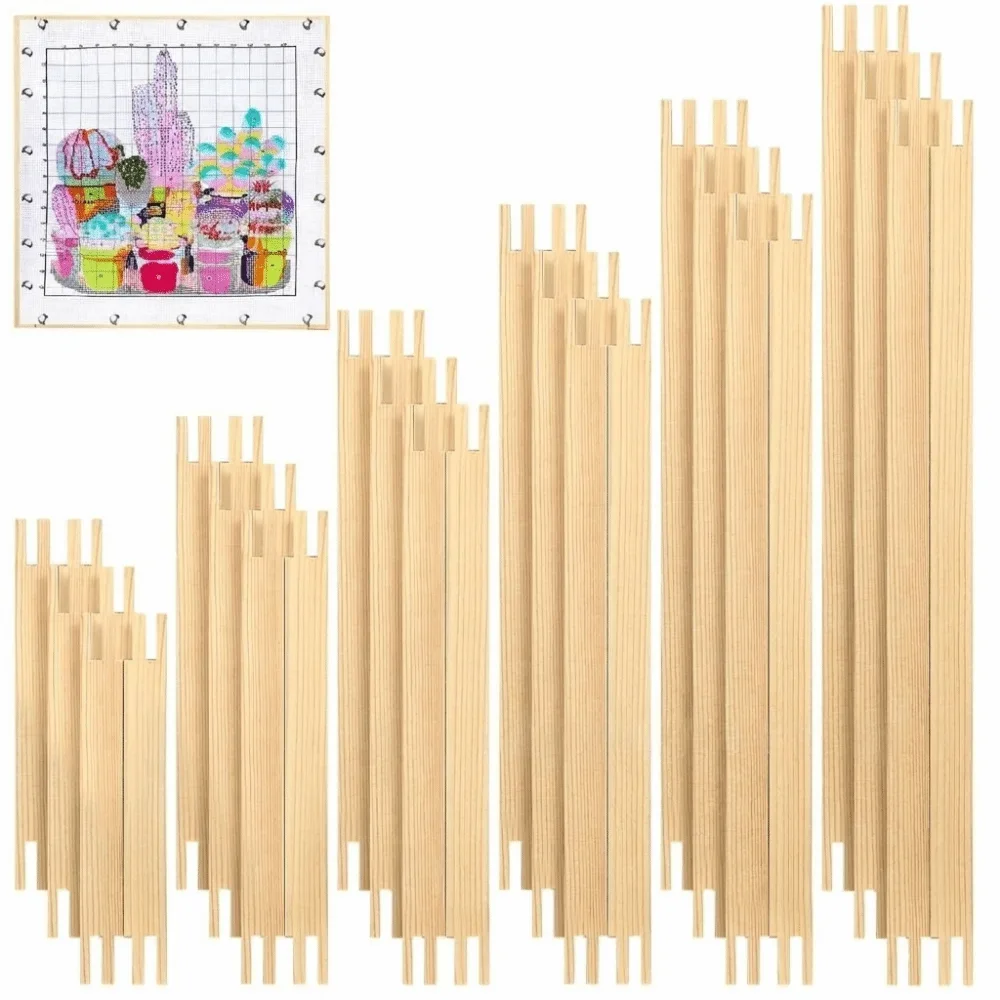 yes4/8/12Pcs Wooden Needlepoint Stretcher Bars Durable Reusable Embroidery Frame Sturdy Easy To Install Canvas Stretcher Bars