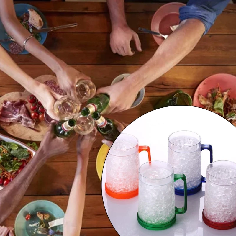 Freezer Ice Beer Mug Clear Cooling Wine Cup Double Wall Gel Frosty Beer Cup Drinking Glasses - view 4