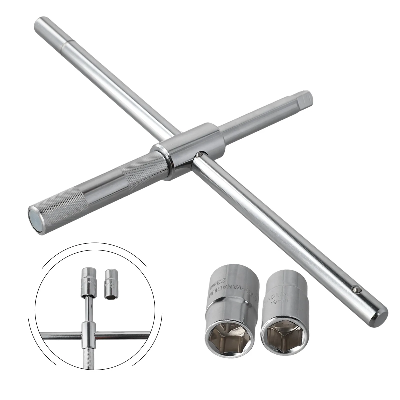 Robust 4 Way Wheel Wrench Set Designed to Provide for maximum Leverage Power for Effective Tire Removal in Any Situation