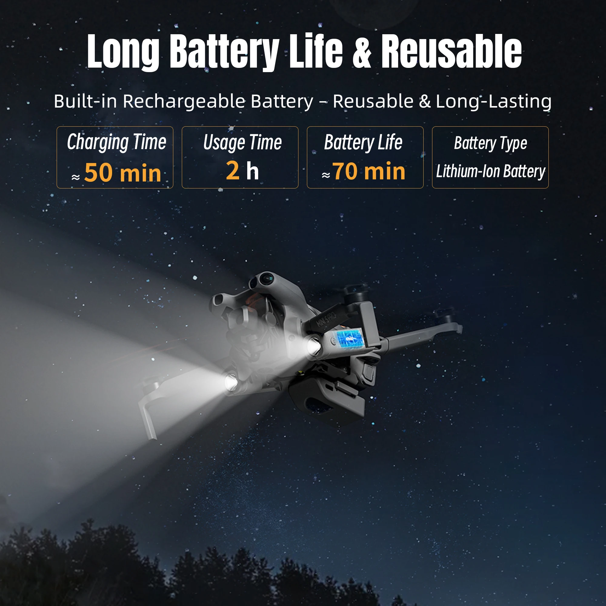 

Светодиодный сигнальный фонарь для ночного полета DJI Mini 5 Pro, двойной световой источник, аксессуары для дрона Mini 5 Pro, перезаряжаемый прожектор