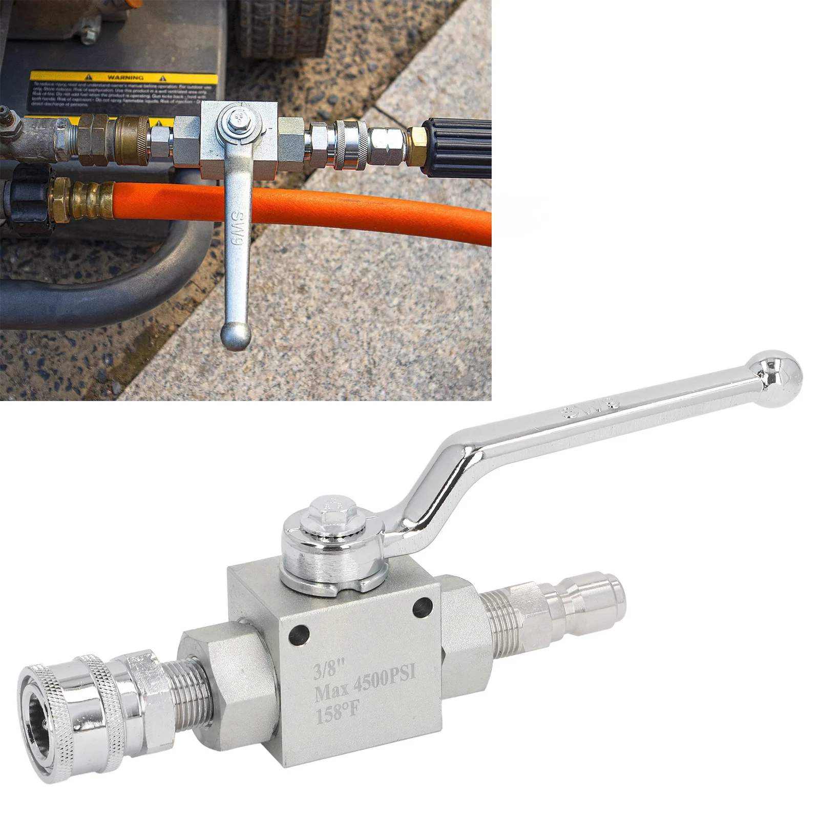 High Pressure Washer Ball Valve Kit 3/8 Male Plug Female Quick Connect Shut Off 4500PSI High Pressure Washer Ball Valve Kit 3/8