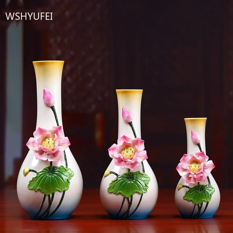 1pc Chinese Home Ceramics Vases Ornaments Buddha Hall Worship Vase Guanyin Lotus Flower Holy Water Bottle Decoration Accessories