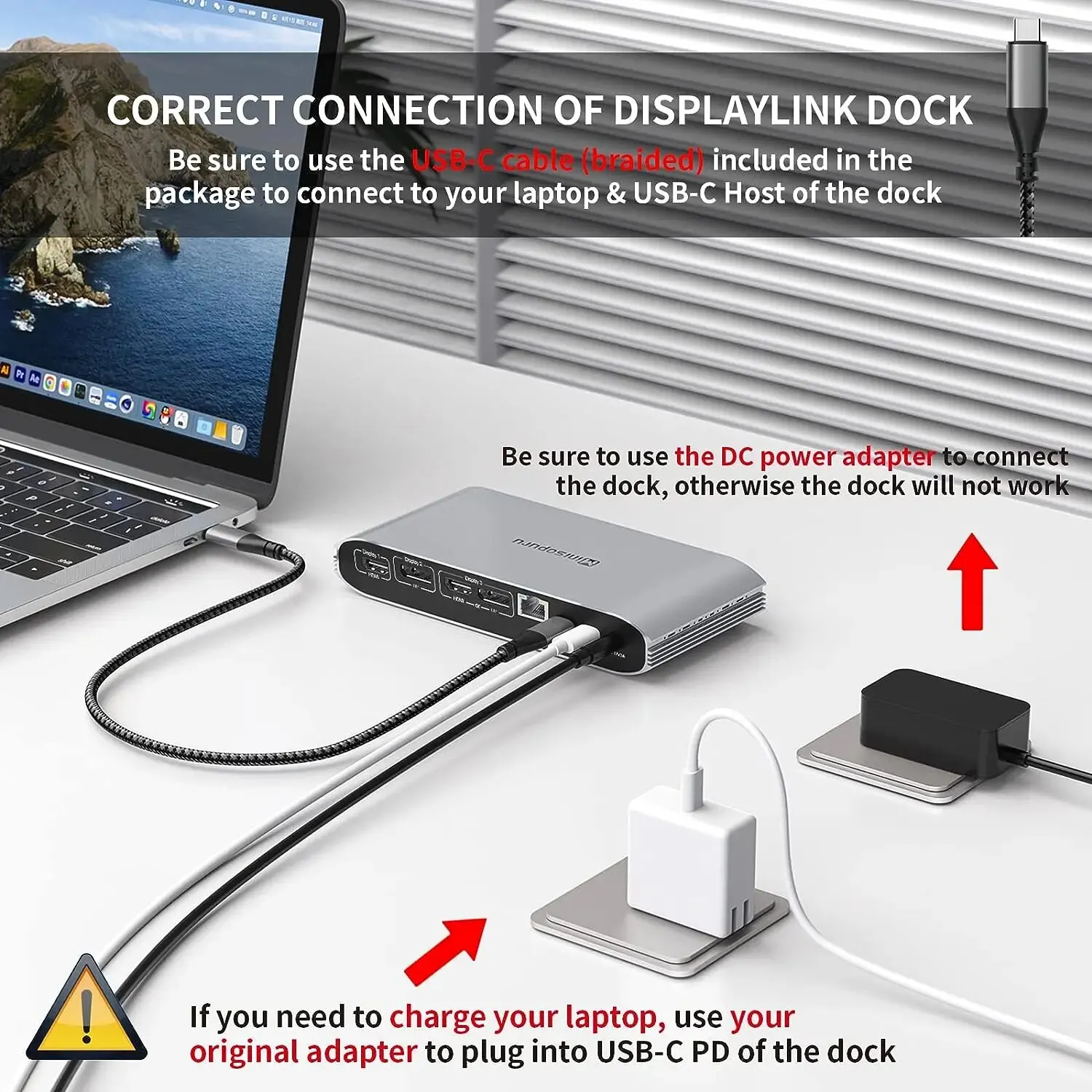 Minisopuru Displaylink Triple Display Docking Station for MacBook M1 M2 Windows with 2 HDMI 2 DisplayPort PD RJ45 4 USB Port HUB