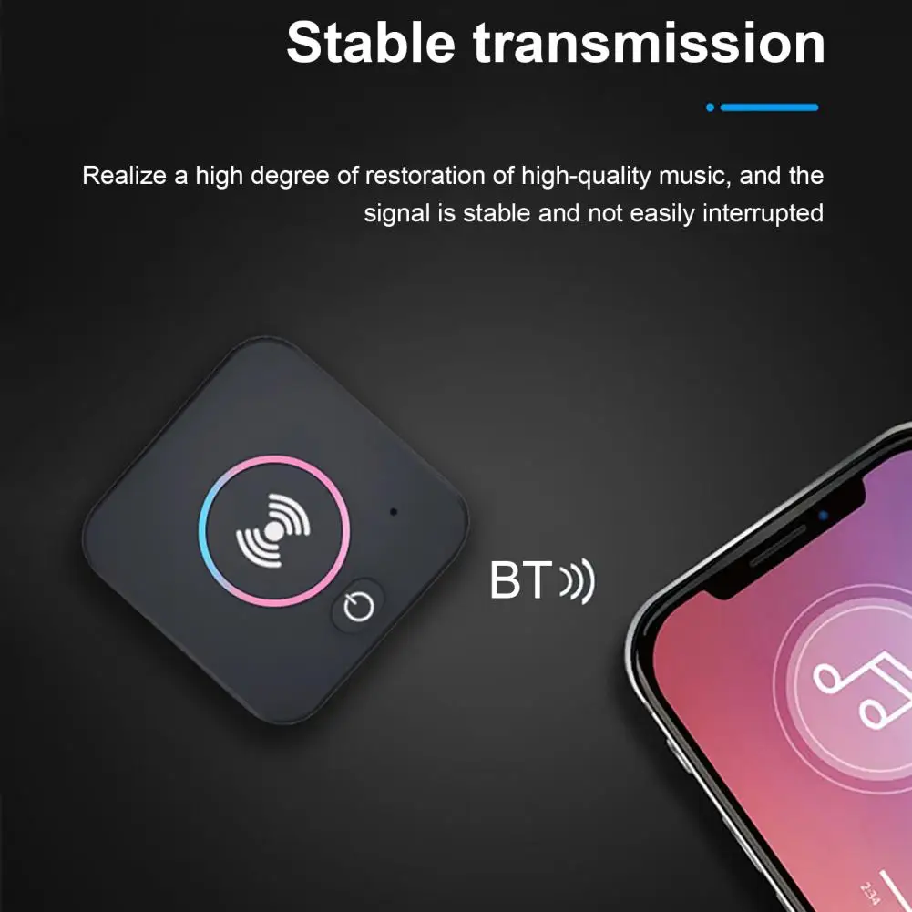 H16 Wireless Transmitter Stable Output Long Standby Time Mini NFC RCA Bluetooth-compatible 5.0 Barrier-free Emitter for Car Spea