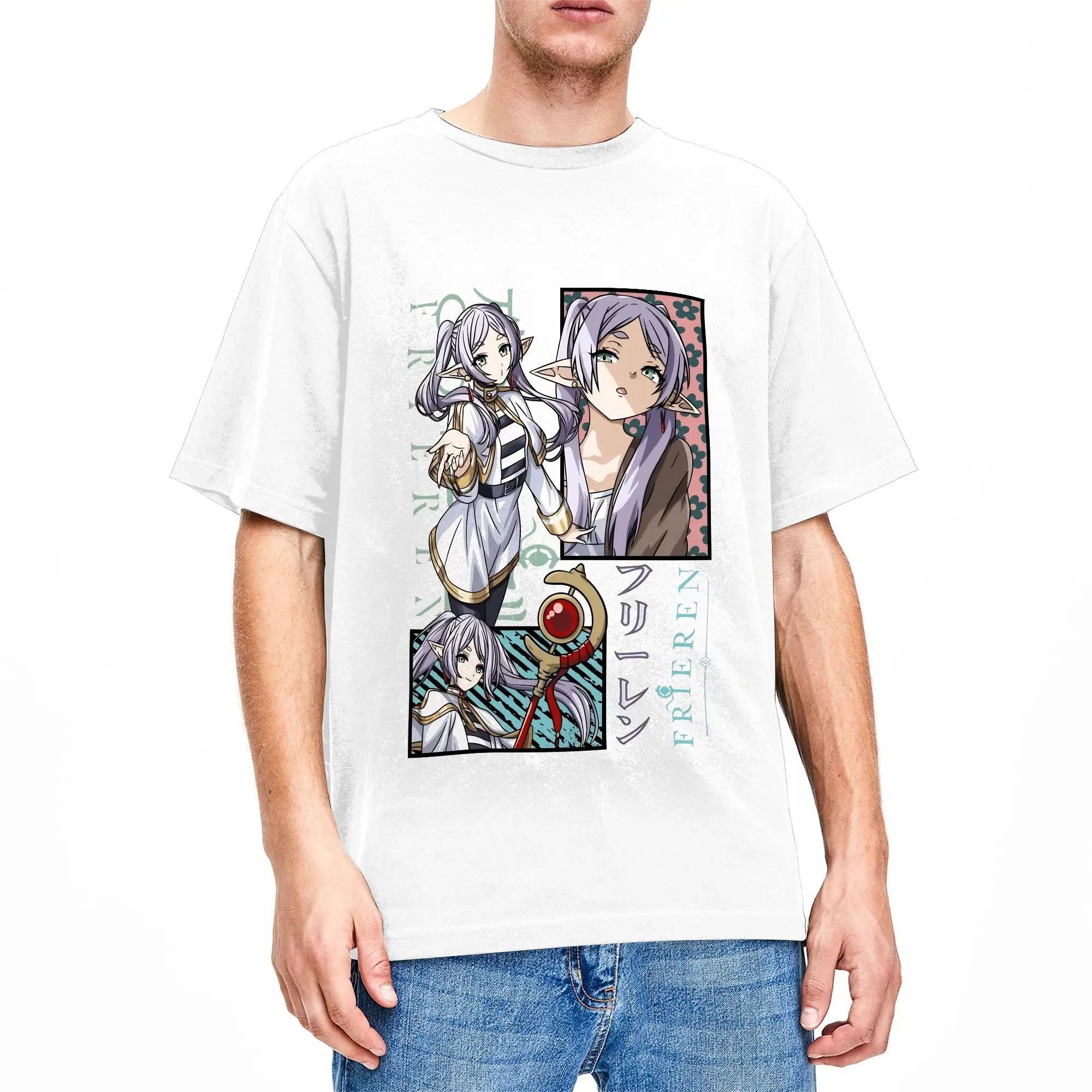 Frieren Manga Magician T Shirts for Men Women 100% Cotton Novelty T-Shirt Round Neck  Tees Short Sleeve Tops Party