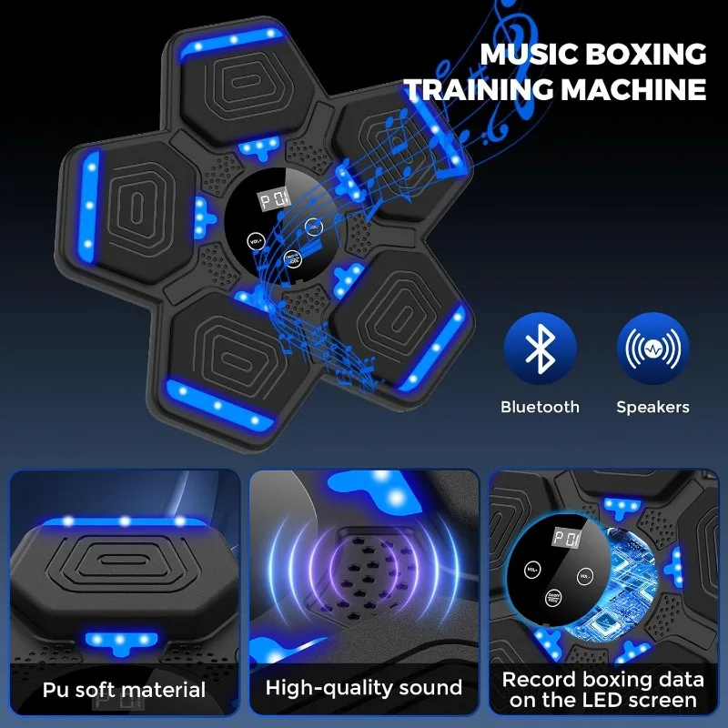 

Music Boxing Machine for Adults and Kids, Smart Bluetooth Boxing Training Equipment with Gloves Wall Mounted,
