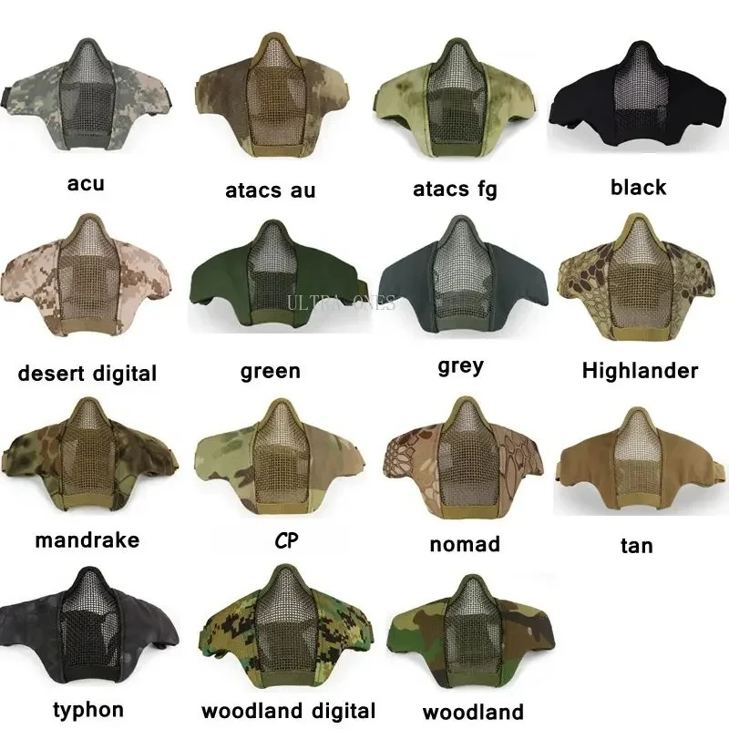 Tactical Half Face Mask Paintball Shooting Steel Metal Mesh Protection Masks Outdoor Hunting Face Protection Accessories