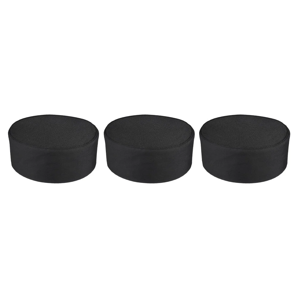 

3 Pcs Black Chef Hat Mesh Working Cap Kitchen Breathable Cooking Caps Adjustable Unisex Cotton Fabric Fits Most Adults