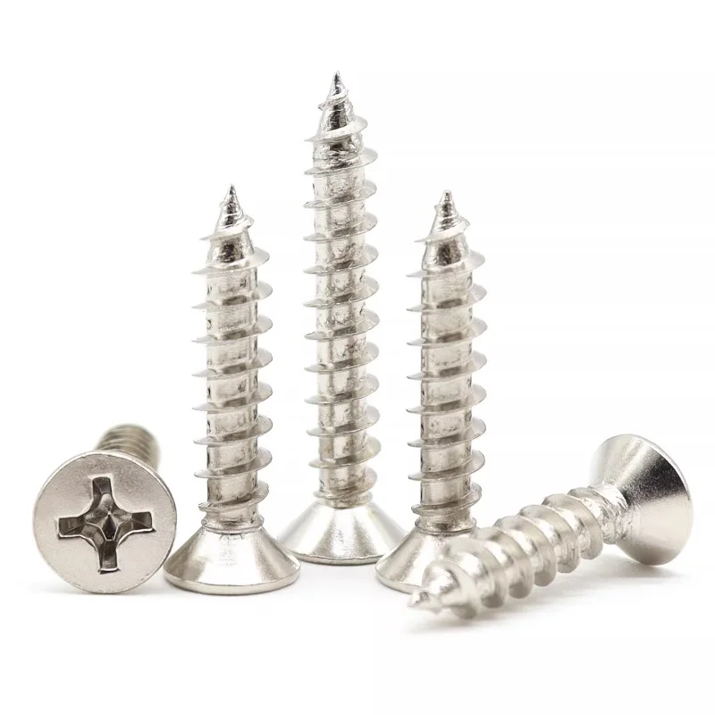 M2 M3 M4 Carbon Steel Nickel Plated Self Tapping Wood Screw Assortment Phillips Flat head Thread Nail Screw Fastener Sets
