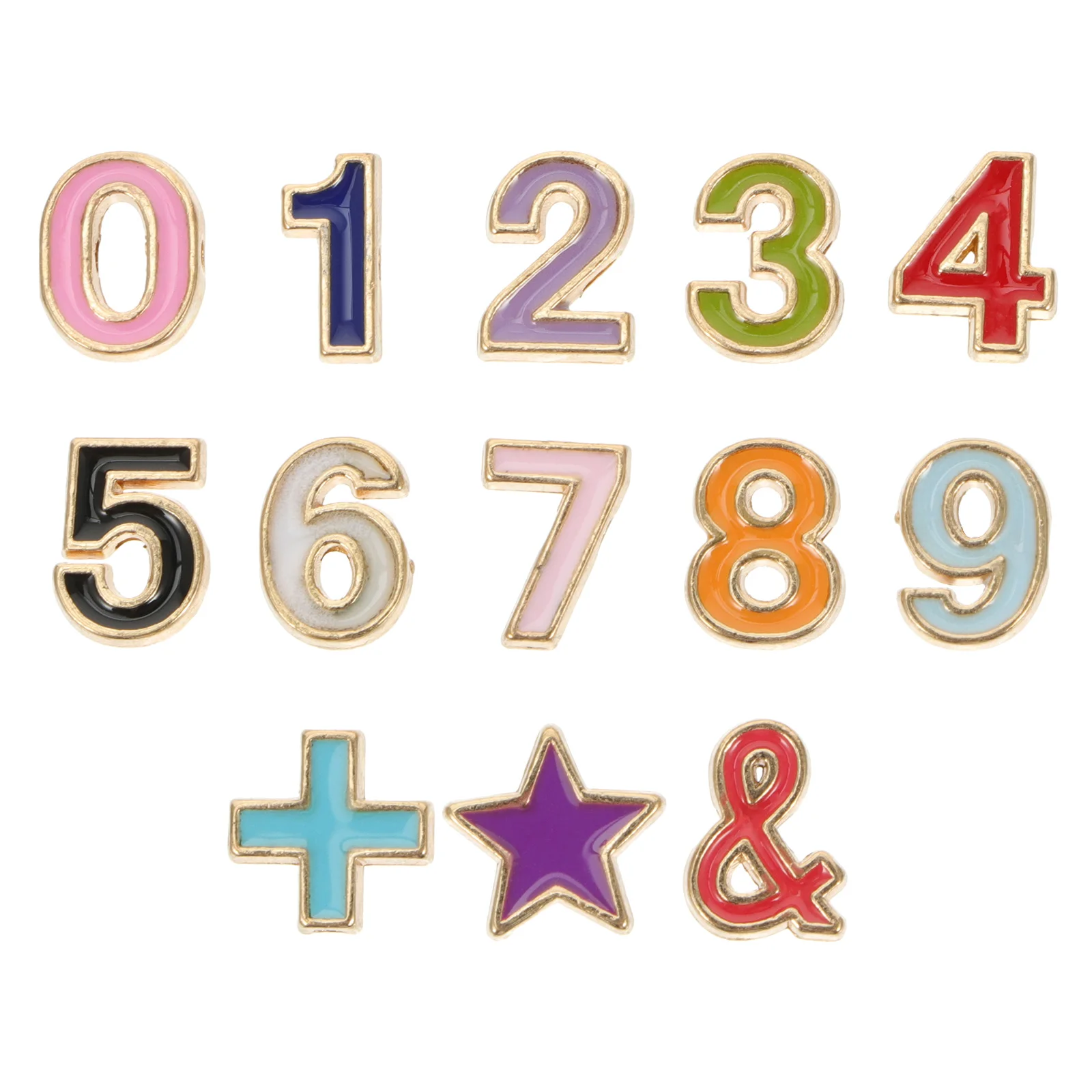 

13pcs Alloy Bead Bracelet Charms Jewelry Making Supply Numbers Symbols Shaped Diy Pendant Accessories Decor For Necklace