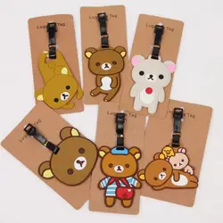 Kawaii Rilakkuma Cartoon Cute Luggage Tag Anti Loss Travel Check In Pendant Decoration Child Birthday Gift Creative Peripheral