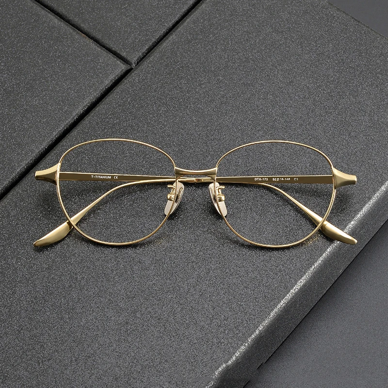 

Light Titanium Men's Oval Eyeglasses Frame Fashion Business Vintage Casual Optical Glasses for Stylish Eye Wear