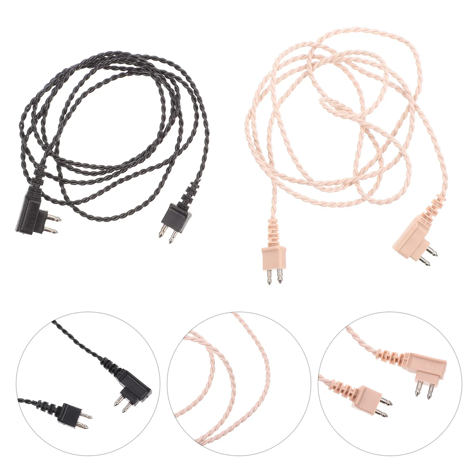 

2pcs Pocket Cables Durable Universal Connecting Wire Winding Design Hearing Cordhearing Aid Accessories For Supplies