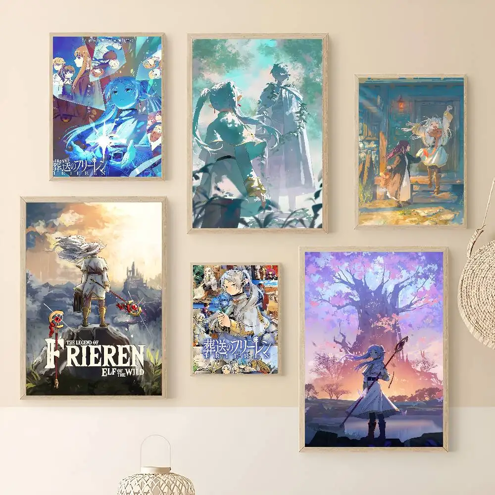 Popular Animation Frieren Good Quality Prints And Posters Vintage Room Home Bar Cafe Decor Aesthetic Art Wall Painting