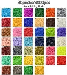 40colors 8*8mm Pixel Art Puzzle Micro Diamond Building Blocks DIY 3D Small Brick For Children's Toy Educational Kids