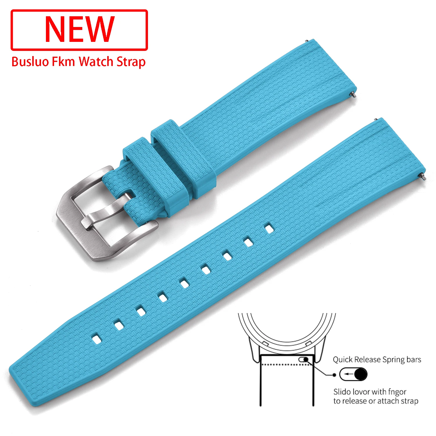 High Quality Busluo Fkm Rubber Watch Strap 20mm 22mm Watch Band Fluororubber For Traditional Diving Watch Accessories