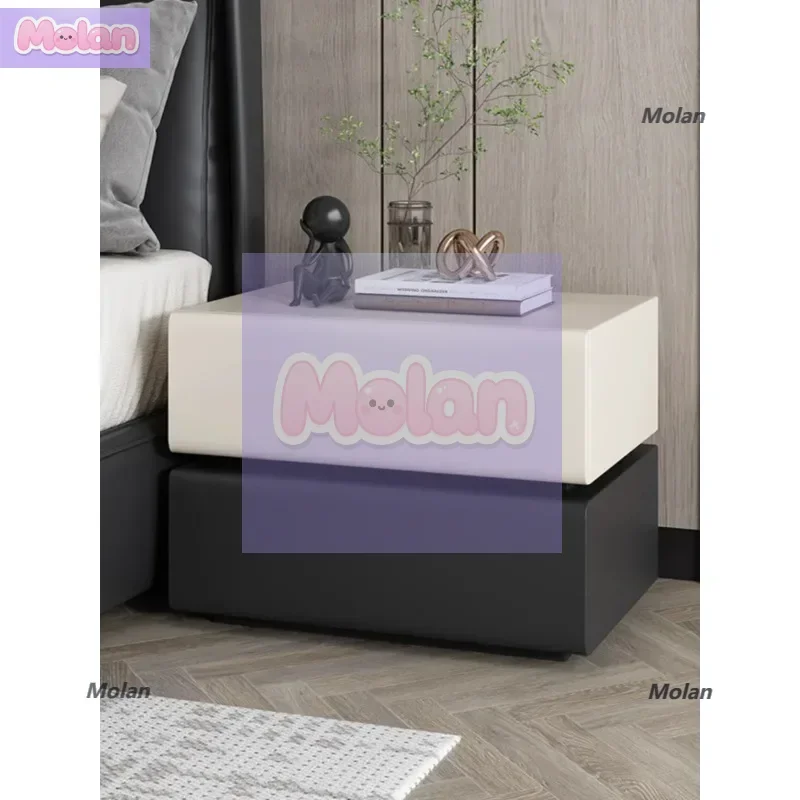 

Solid wood cream wind bedside table, high-end double-layer floor-to-ceiling installation-free bedside table, bedroom home simple