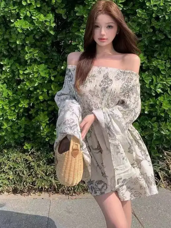 

plus Size 300 Pou Ele Floral Print One oulder Long Sve irt Women's Autumn Versatile Top Ins Sle Loose Fit irt