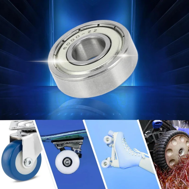 6000ZZ Deep Groove Ball Bearings P6 10x26x8mm Lubricated Bearings Double Metal Seal Silver Tone Scooter - Pack of 2