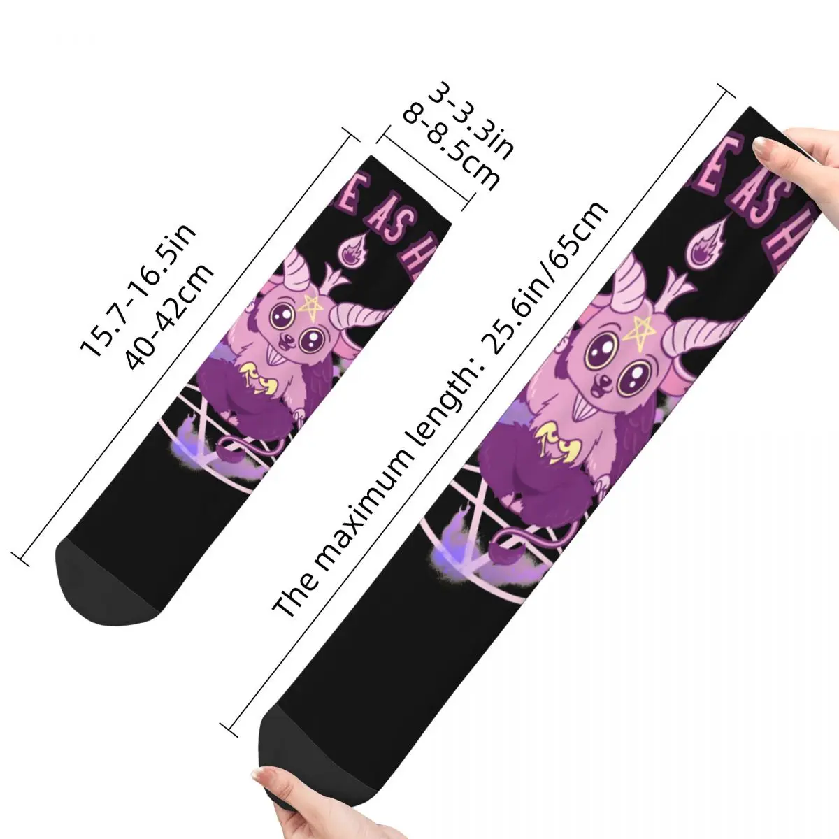 Funny Sock for Men Cute As Hell Anime Kawaii Pastel Goth Pun Classic Hip Hop Harajuku Baphomet Art Pattern Printed Crew Sock