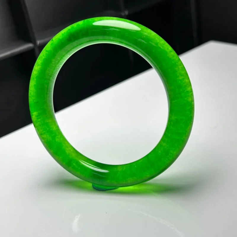 

Certified Nature Grade AAA Icy green Myanmar Jade jadeite bracelets Bangle 58mm