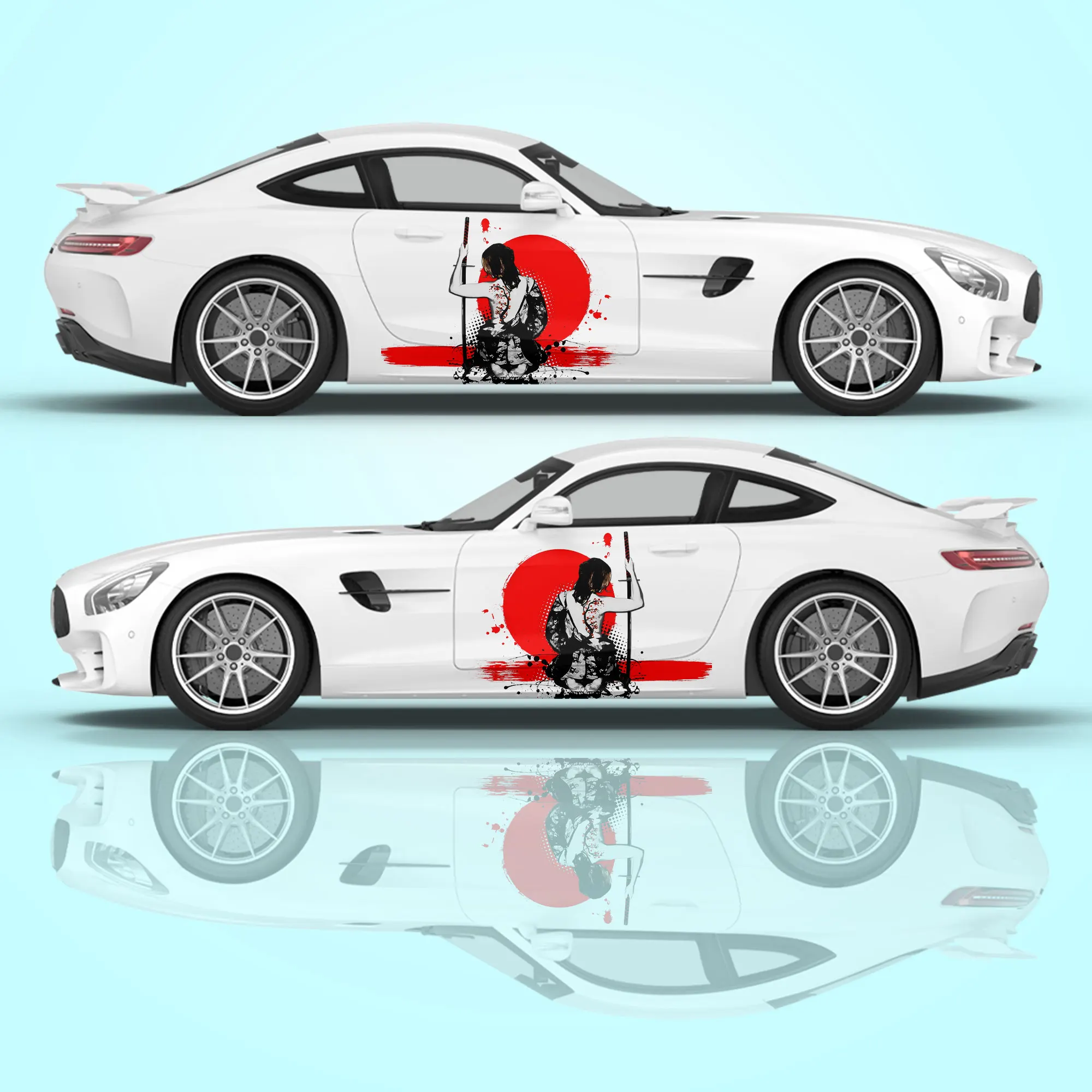 Japanese Samurai Car Stickers Vehicle Painting Taoist Vinyl Packaging Universal Size Anime Car Decoration Modified Stickers