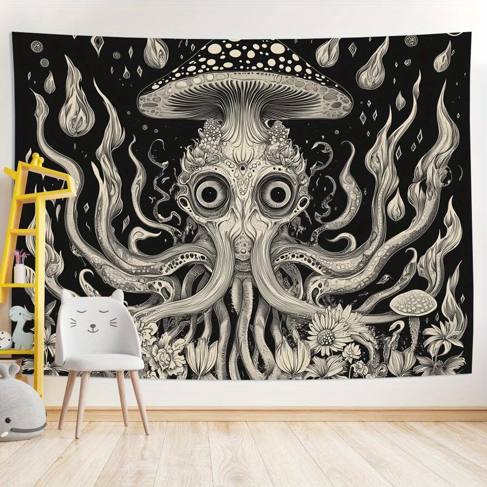 نسيج فيكاما الخيالي، الفطر، الأخطبوط، المخلوقات الغامضة، غرفة المعيشة، غرفة النوم، ديكور حائط الخلفية