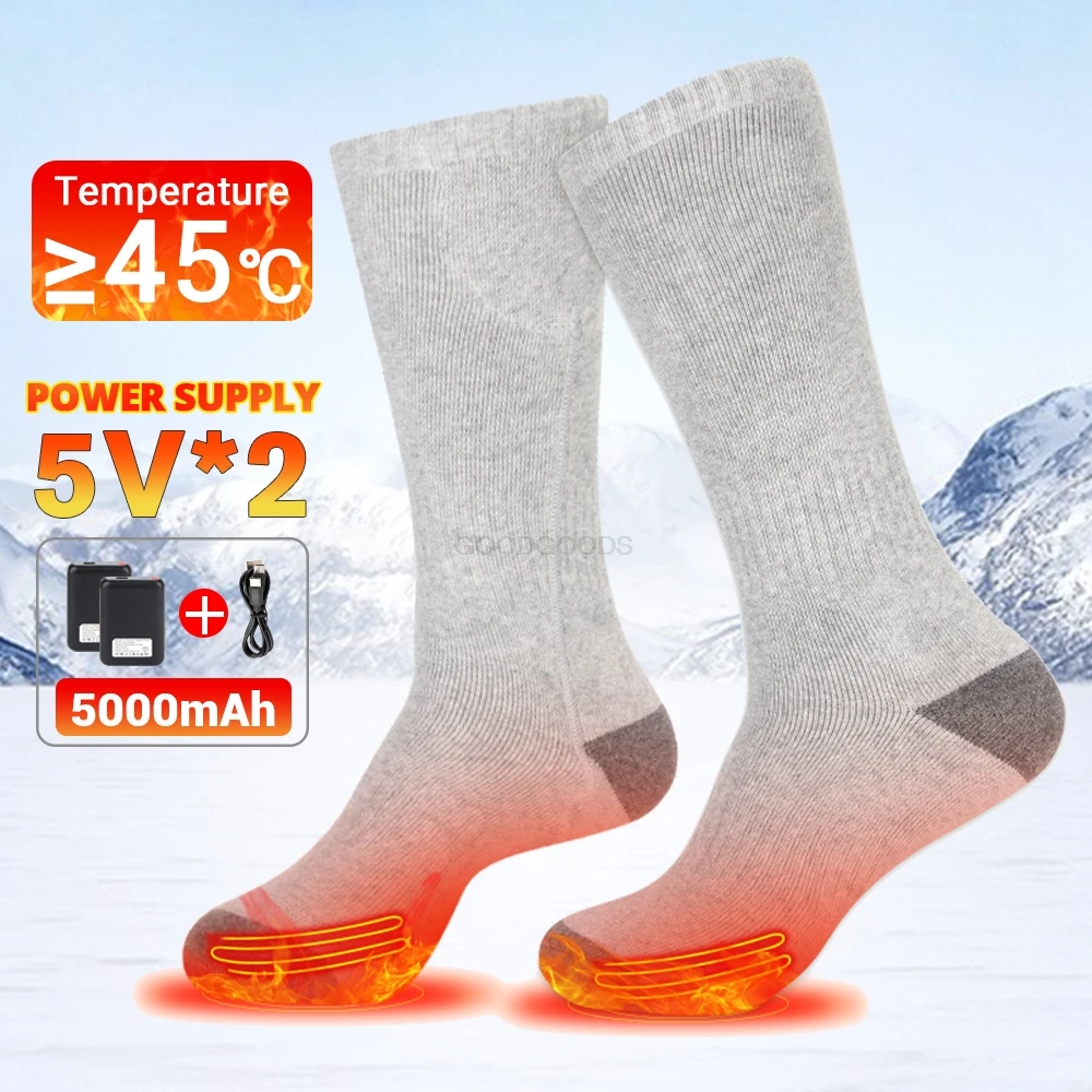 

Winter Elastic Electric Heating Socks Men's Women's Heated Socks Charging Anti-Cold Foot Warmer Stockings 5000mAh Battery