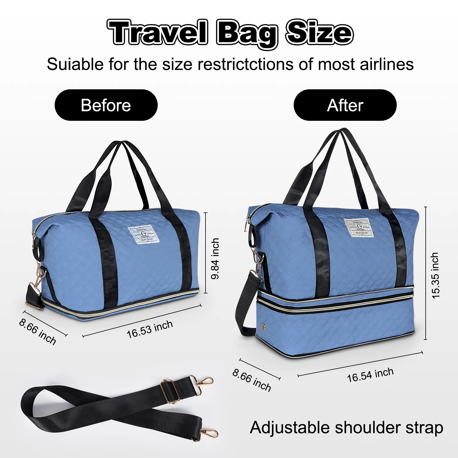Geestock Expandable Travel Duffle Bag Large Capacity Luggage Bag Lightweight Gym Tote Bags Portable Weekender Overnight Bag