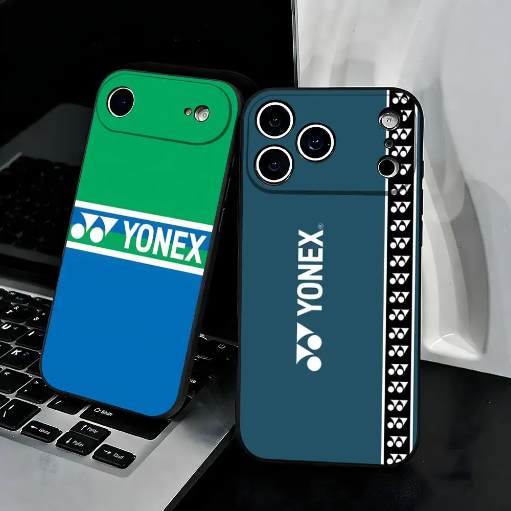 Модный чехол для телефона Y-Yonex для iPhone 17 Air 16 E Pro Max 15 14 13 Mini 12 Pro 11 Max Plus, черный, мягкий, с защитой от ударов