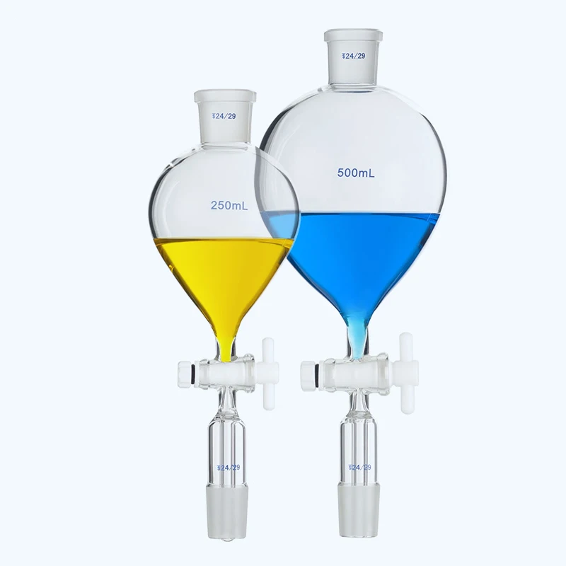 Spherical separatory funnel globe shape,with ground-in glass stopper and stopcock,Capacity 60ml,Joint 24/29,Glass switch valve