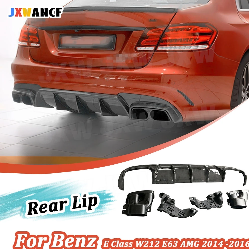 أطراف عادم الناشر الخلفي للسيارة من ألياف الكربون JXWANCF لسيارة Benz E Class W212 E63 AMG 2014 -2016 غير قياسية #1