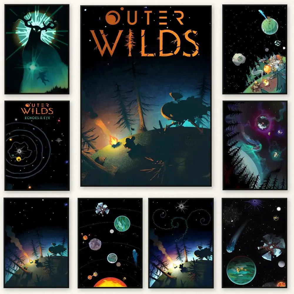 Exploration Game O-Outer Wilds Poster Frameless Peel-and-Stick Removable Wall Art Print