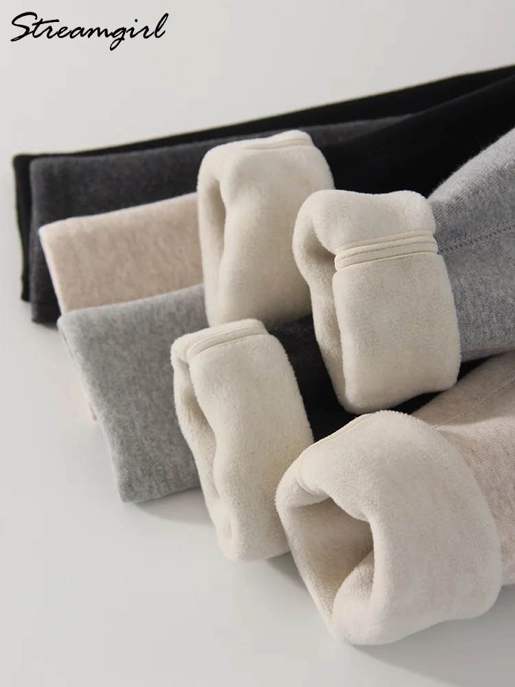 Streamgirl tlusté fleecové legíny dámské zimní s vysokým pasem černé svrchní oblečení pro vysoké ženy teplé tlusté sametové legíny pro zimní kalhoty - náhled 6