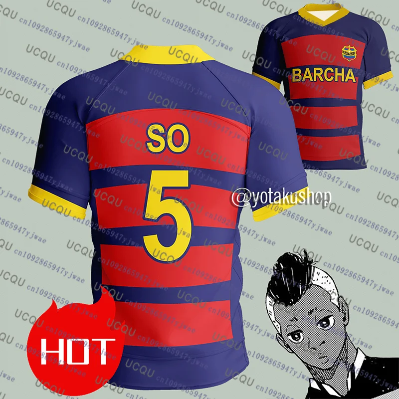 الأزرق قفل FC Barcha الأرنب Iglesias 19 Lavinho 87 أنيمي تأثيري الرجال الخامس الرقبة جيرسي قصيرة الأكمام المحملة القمم موضة تي شيرت رجالي