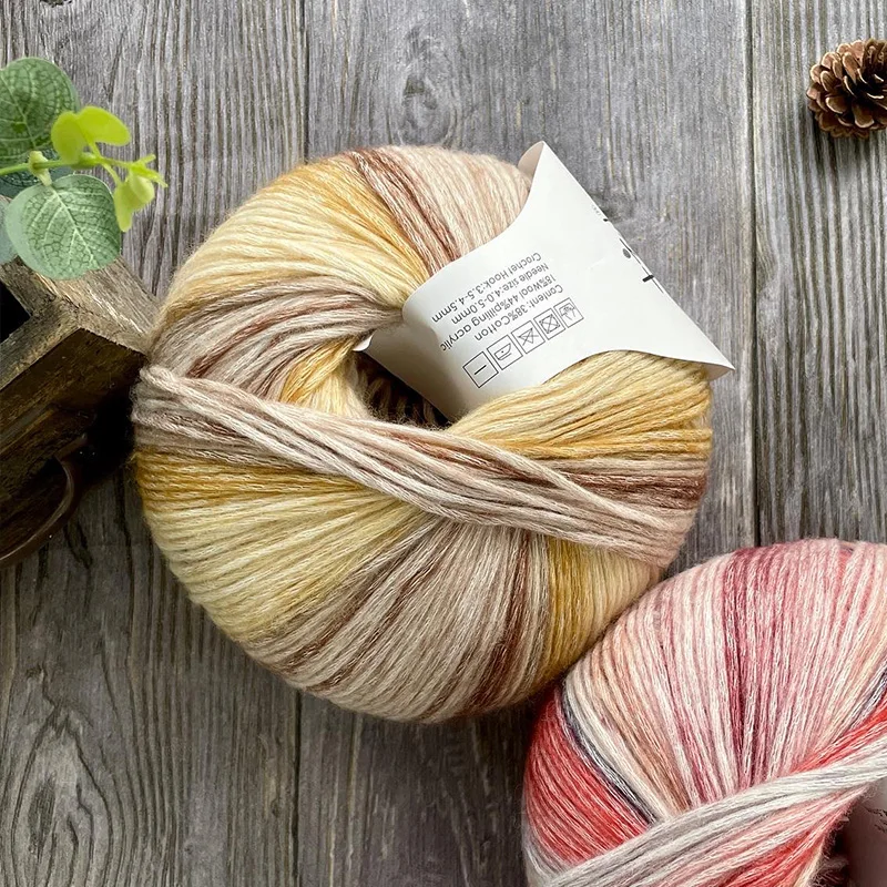 SHIKE 200g/Ball Gradient Rainbow Color Autumn Winter Sweater Scarf Hat Hand Knitting Hook Bar Needle Wool Cotton Yarn
