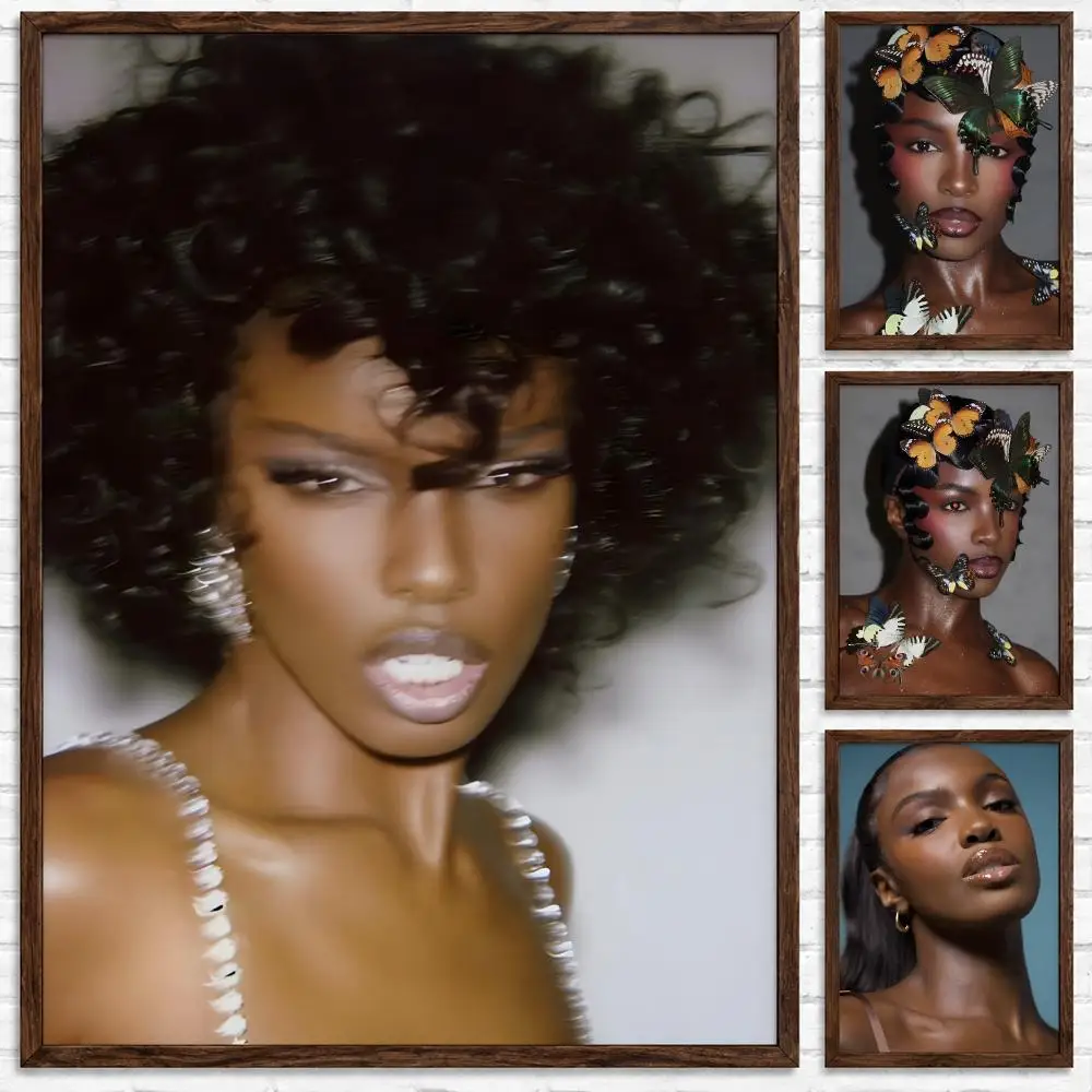 Stylish British Fashion Model Leomie Anderson Poster Self‑Adhesive Waterproof Wall Art Home Decor