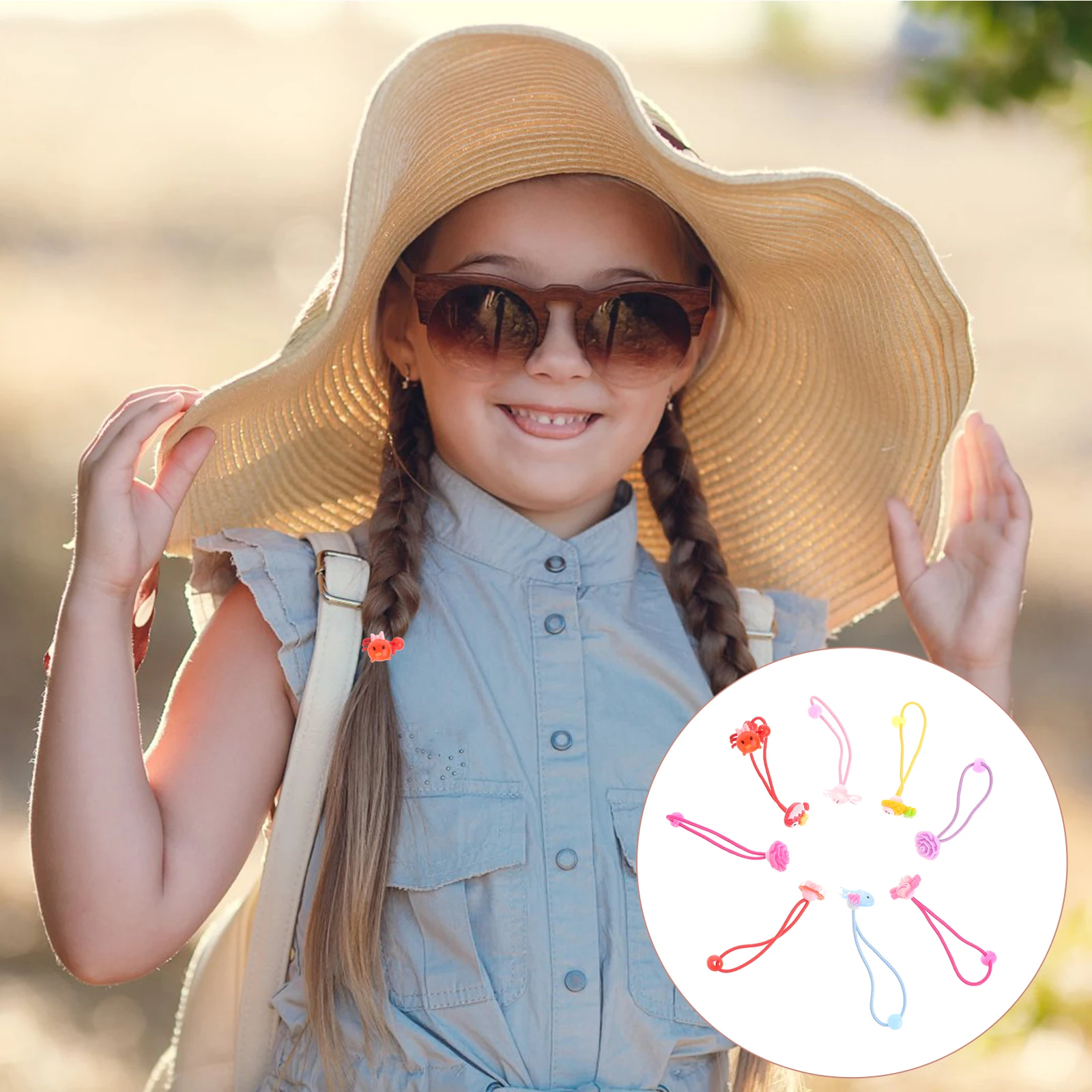 

24 pcs Lovely Cartoon Hair Bands Elastic Scrunchies For Girls Kids Bright Color Party Birthday Christmas Ponytail Holders Sturdy