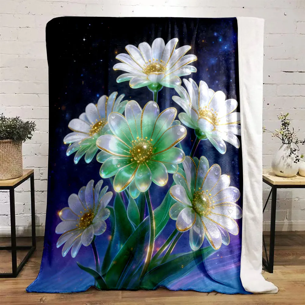 Multi-Sizes Beautiful Crystal Flowers Pint Warm Comfortable Blanket Home Travel Camping for Adults and Kids Luxury Gifts 6