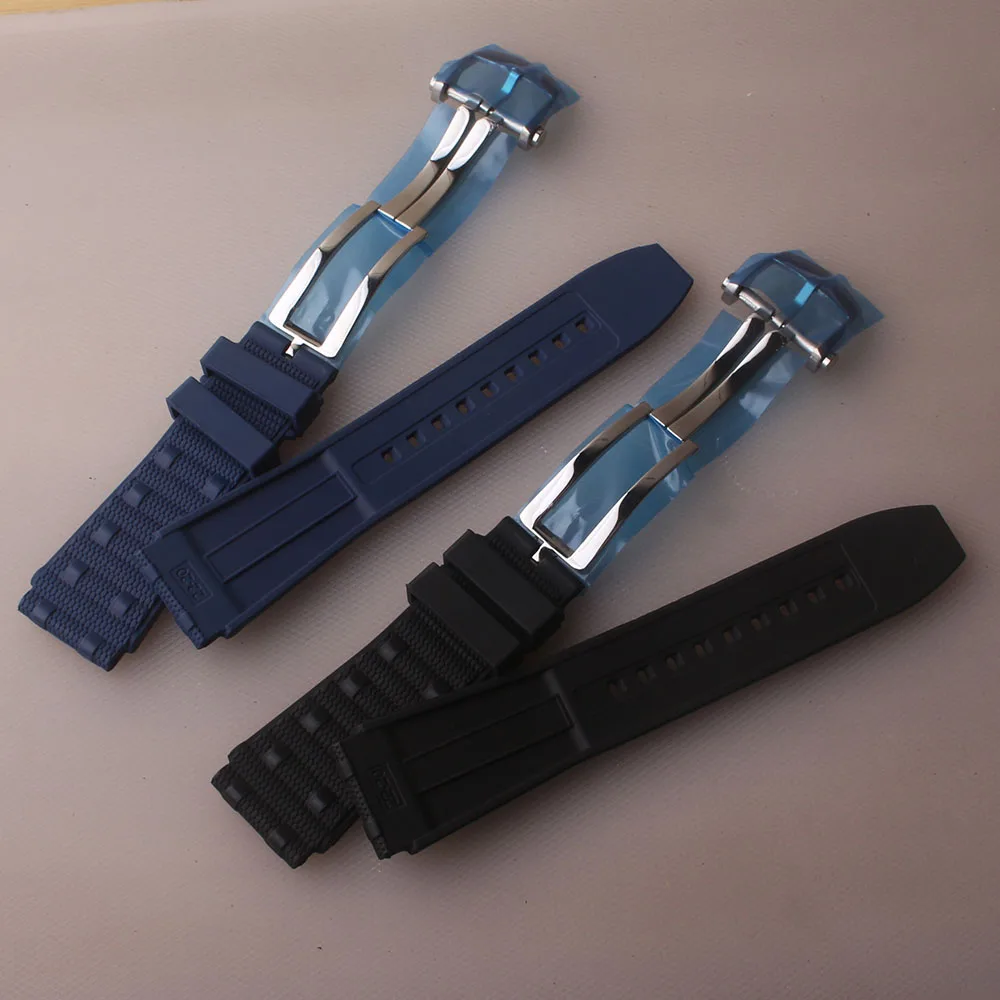 Watchband for Men's mechanical watch Avenger Superocean Strap Soft fluororubber Bracelets fold deployment Wristband Diving Bands