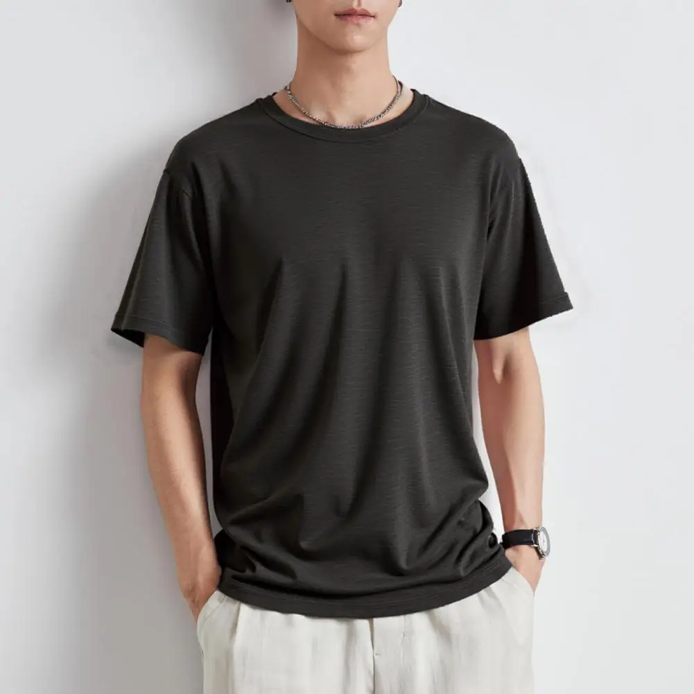Men's Quick-drying T-shirt Short-sleeved Round Neck T-shirt Solid Color Casual Sports Tee for Running Gym Daily Wear
