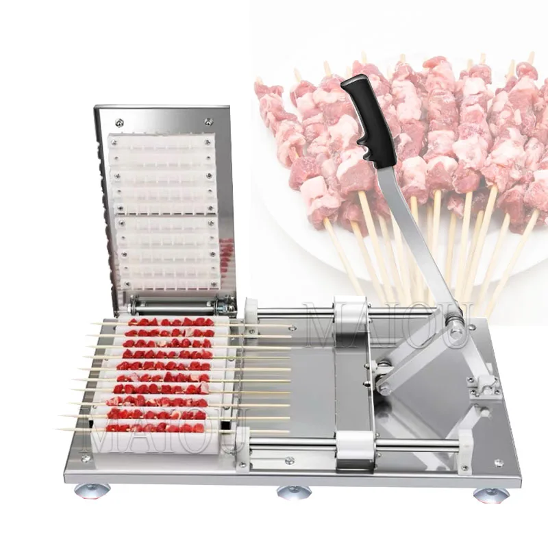 Manual Skewer Machine BBQ Stainless Steel Mutton Kebab Lamb Skewer Tools Kebab Meat Wear String Machine