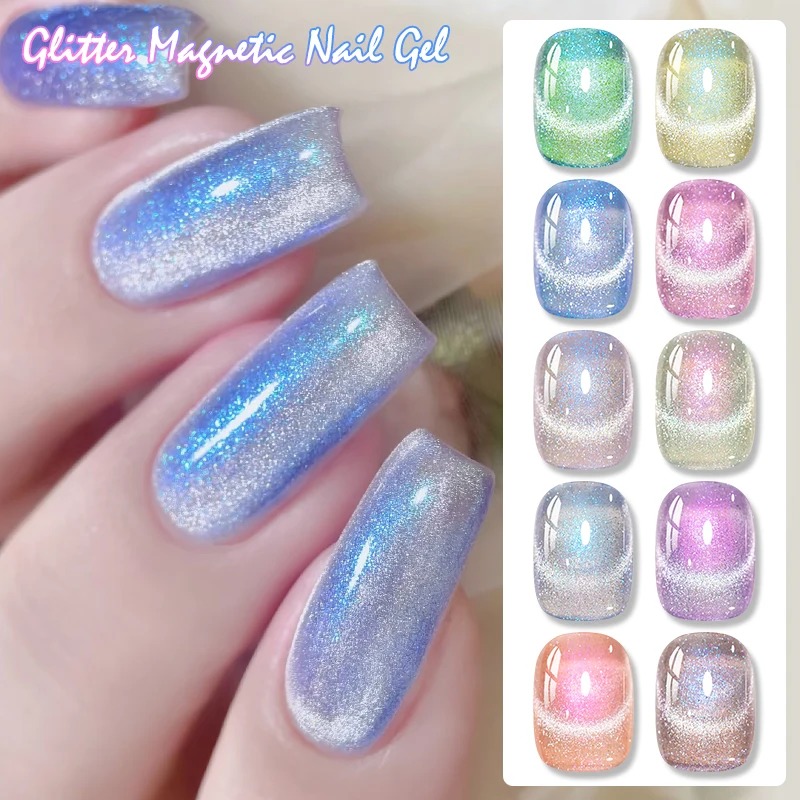 7ml MTSSII Glass Glitter Magnetic Gel Nail Polish Ultra Shine Sparkling Glitter Semi Permanent Soak Off Manicure Glitter Varnish