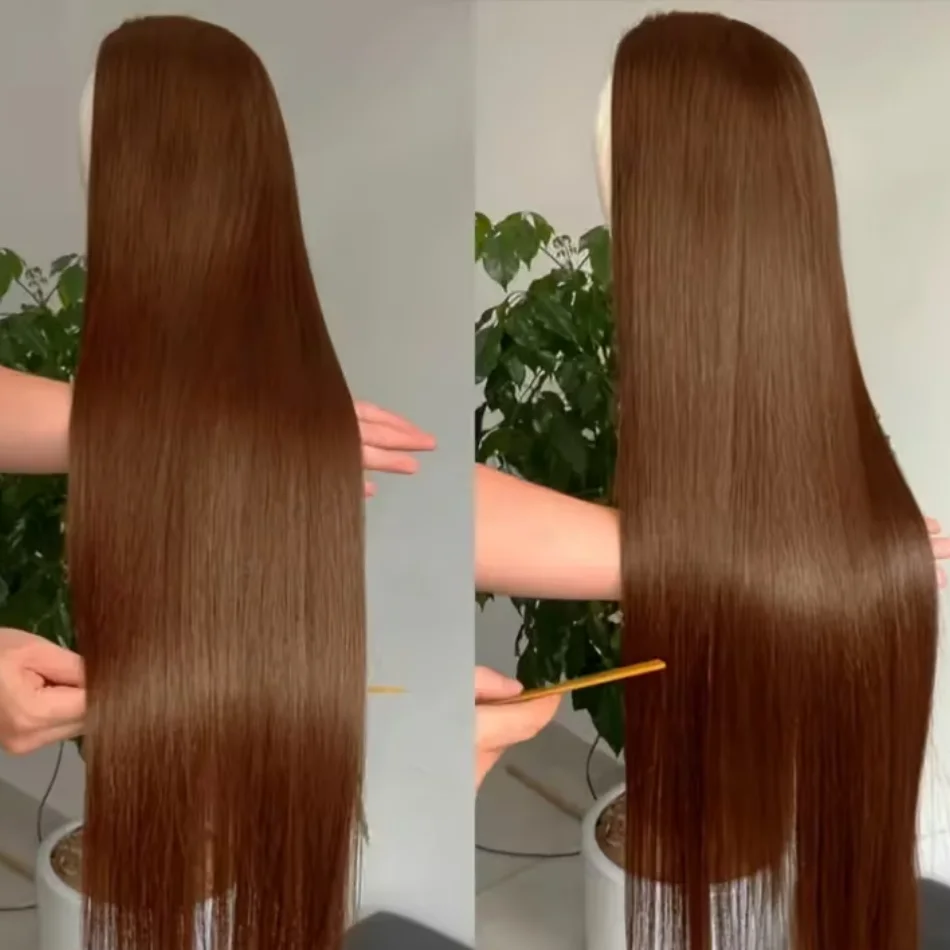 

Bone Straight Шоколадно-коричневые парики Темно-коричневый Супер двойной нарисованный Hd Парик шнурка 13x6 Человеческие волосы 13x4 Парик шнурка спереди 100% человеческие волосы