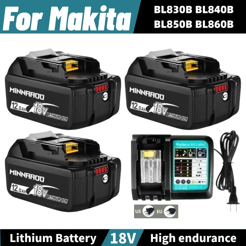 

Аккумулятор 18 В, 12 Ач/8 Ач для Makita BL1850B BL1850 BL1860 BL1840 BL1830B BL1815, сменный литиевый аккумулятор【высокая емкость】