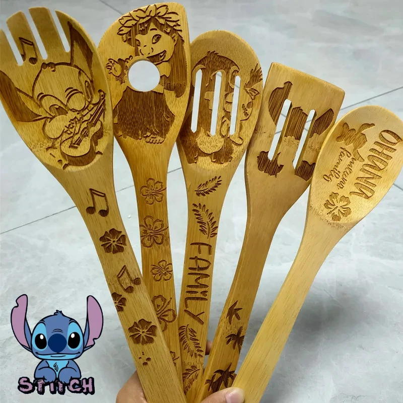 

5pcs Disney Cooking Set Stitch Anime Character Spoon Shovel Toy Story Wooden Shovel Kitchen Supplies Halloween Christmas Gift